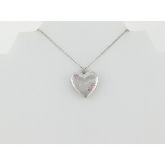 Sterling Silver Grandma Heart Locket Necklace 18" Chain - Picture 6 of 10